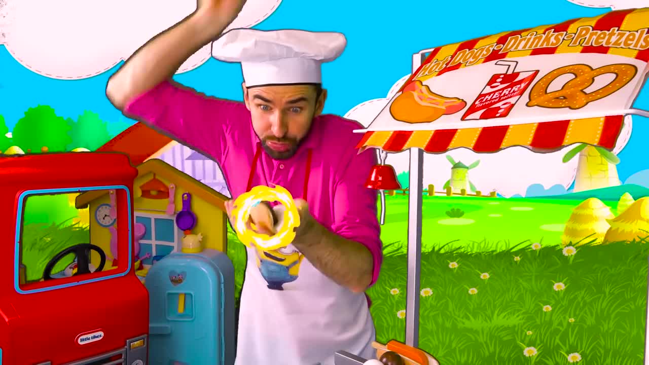 Welcome to Sasha's cooking show! In this cartoon episode, she uses her food truck toys to teach her dad how to make a delicious pizza.