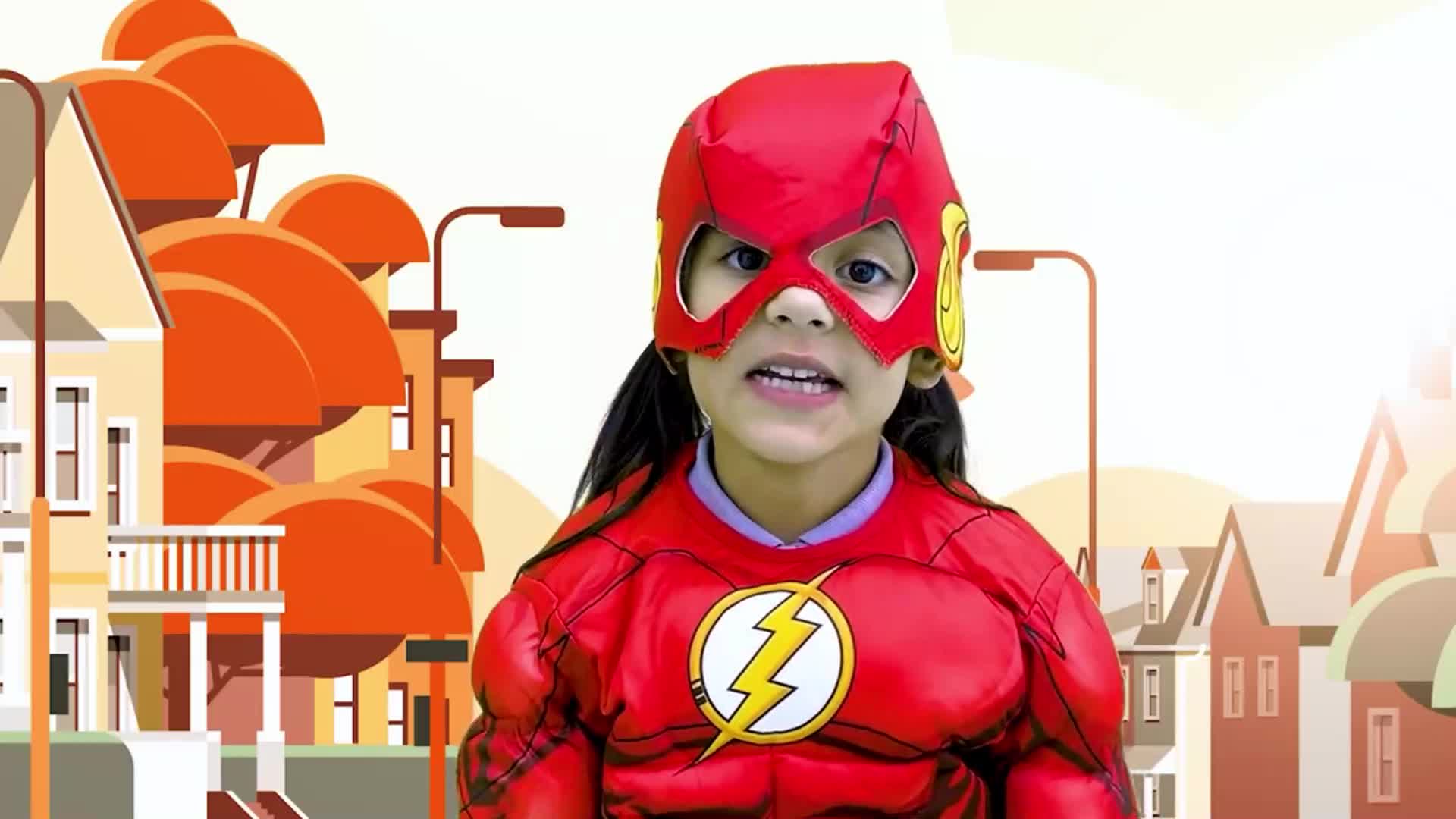 Learn the colors of the superhero's world! From her red cape to the green apple, it's a colorful classroom lesson.